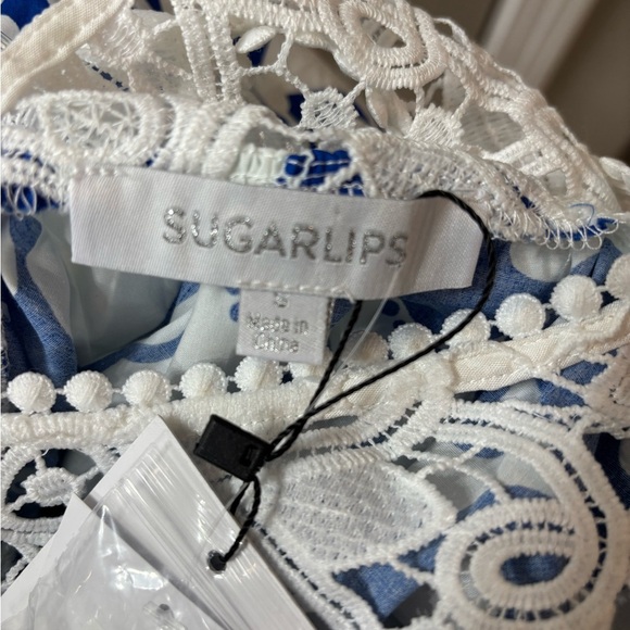 NWT Sugarlips Lucille Blue and White Blouse - Picture 2 of 7